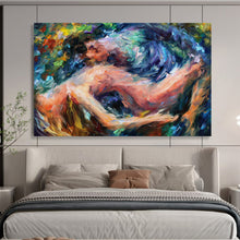 Load image into Gallery viewer, Hand - painted Colorful Embrace of Figures Acrylic Art for Romantic Living Room Walls LargeART1686
