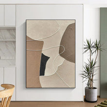 Load image into Gallery viewer, Beige and Brown Geometric with White Lines Acrylic Art - Ideal for Minimalist Living Room & Modern Office LargeART0654