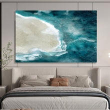 Load image into Gallery viewer, Aerial Blue Ocean and Sandy Island Abstract acrylic painting DLZ125