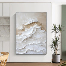 Load image into Gallery viewer, Large - Scale Textured Beige - White Wave Art for Coastal Home & Spa LargeART0444