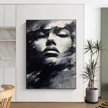 Load image into Gallery viewer, Black & White Abstract Portrait Art, Perfect for Dramatic Bedroom & Modern Office LargeART2130