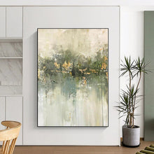 Load image into Gallery viewer, Oversized Green - Gold Abstract Reflection Acrylic Art for Garden Room & Wellness Spa LargeART0423