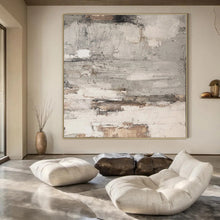 Load image into Gallery viewer, Neutral Textured Abstract with Patches Art for Industrial - style Apartment & Rustic Art Studio LargeART0972