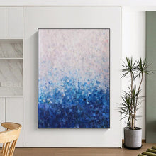 Load image into Gallery viewer, “Gradient Blue Abstract Field” - Blue, White Ombre Art on Canvas DKH1350
