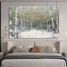 Load image into Gallery viewer, Aspen Forest Path Abstract Painting on Canvas - “Woodland Wander” DKH629