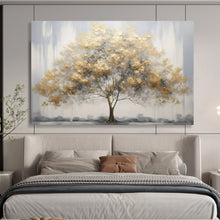 Load image into Gallery viewer, Gray & Gold Tree of Light Hand-Painted Abstract Acrylic Art for Home Office Elegance LargeART1621