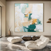 Load image into Gallery viewer, Pastel & Gold Abstract Canvas Painting, Ideal for Scandinavian - Style Bedroom & Light - Filled Café LargeART1282