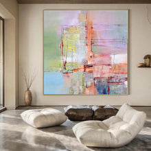 Load image into Gallery viewer, Grand Hand - painted Pastel Abstract Fusion Acrylic Art for Bohemian - Style Living Rooms LargeART0211