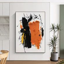 Load image into Gallery viewer, Black, Yellow, and Orange Abstract Forms Acrylic Art - Perfect for Contemporary Gallery & Vibrant Studio Space LargeART0607