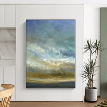Load image into Gallery viewer, “Dreamy Sky Horizons” Abstract Cloudscape Painting on Canvas, Soothing Wall Art DKH953
