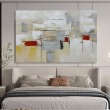 Load image into Gallery viewer, Abstract Geometric Painting on Canvas - “Neutral Tones and Red Accents” DKH750