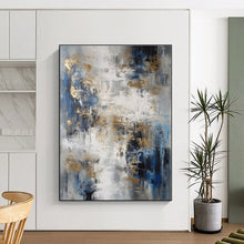 Load image into Gallery viewer, Blue - Gray - Gold Abstract Acrylic Art - Suited for Dining Room & Hotel Lobby Adornment LargeART0537