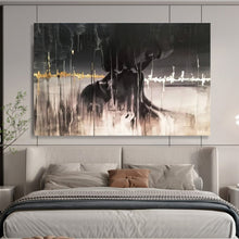 Load image into Gallery viewer, Black - Gold Abstract “Mystery Art” Painting on Canvas, Evocative Modern Art DKH900