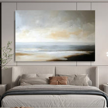 Load image into Gallery viewer, Hand - painted Minimalist Beach Horizon Acrylic Art for Scandinavian - Style Bedrooms LargeART1701