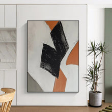 Load image into Gallery viewer, “Geometric Shapes in Orange and Black” – Minimalist Abstract with Bold Color Blocks DTP111
