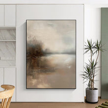 Load image into Gallery viewer, Neutral - Toned Misty Landscape Abstract Painting, Perfect for Minimalist Study & Calming Spa LargeART1874