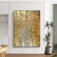 Load image into Gallery viewer, Gold - Gray Textured “Gallery” Art for High - End Art Gallery & Sophisticated Office LargeART0888