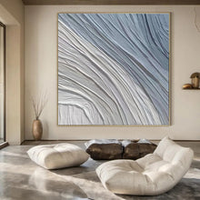 Load image into Gallery viewer, Gray & Blue Textured Abstract Painting, Perfect for Coastal Home & Calm Office LargeART1431