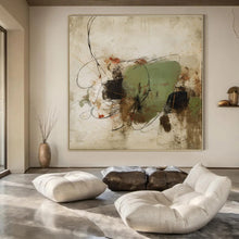 Load image into Gallery viewer, Green & Black Abstract Painting, Suited for Bohemian Living Room & Creative Workshop LargeART1462