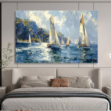 Load image into Gallery viewer, Breezy Sailing Scene Abstract Painting on Canvas - “Coastal Adventure” DKH669