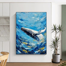 Load image into Gallery viewer, Blue - Ocean Whale Abstract Painting, Perfect for Nautical Bedroom & Beach House Living LargeART2282