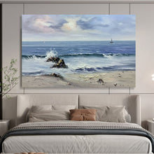 Load image into Gallery viewer, Seascape with Rocks: Dramatic Coastal Abstract Large - Scale Hand - painted Abstract Acrylic Art DLZ190