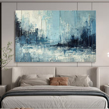Load image into Gallery viewer, Blue - Gray Urban Abstract Painting On Canvas DKH367