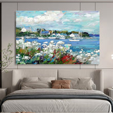 Load image into Gallery viewer, Colorful Coastal Village Abstract Painting On Canvas DKH450