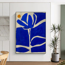 Load image into Gallery viewer, Blue - Orange Floral Abstraction Art for Coastal Bedroom & Art Gallery LargeART0872