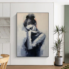 Load image into Gallery viewer, Monochromatic Abstract Woman Painting, Perfect for Minimalist Study & Thought - Provoking Bedroom LargeART1910