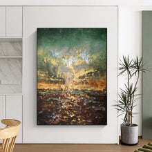 Load image into Gallery viewer, Green - Toned Abstract Landscape Art, Ideal for Nature - Lover’s Office & Cozy Cottage Den LargeART1942