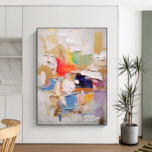 Load image into Gallery viewer, “Rainbow Palette Knife Cascade” Abstract Painting on Canvas, Bohemian Studio Decor DKH1057