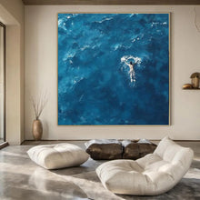 Load image into Gallery viewer, Solitary Swimmer in Blue Acrylic Art, Perfect for Beach House Bedroom & 冥想 Yoga Studio LargeART1065