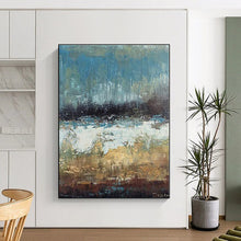 Load image into Gallery viewer, Large - Format Blue - Brown Abstract Landscape Acrylic Art for Lake House & Art Studio LargeART0420