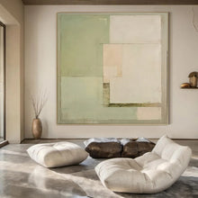 Load image into Gallery viewer, Green & Beige Geometric Abstract Painting, Ideal for Modern Minimalist Home & Calm Office Space LargeART1443