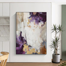 Load image into Gallery viewer, “Purple - Gold Abstract Elegance” Abstract Painting on Canvas, Sophisticated Art DKH1009