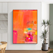 Load image into Gallery viewer, Energetic Bright Orange Abstract Collage, Ideal for Modern Fitness Studio & Bold Retail Space LargeART2002