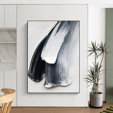 Load image into Gallery viewer, “Black and White Impasto Strokes” - Textured Minimalist Art on Canvas DKH1676