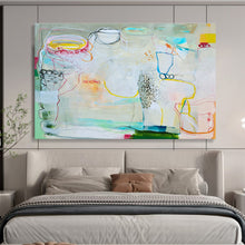 Load image into Gallery viewer, Line - Filled Abstract Painting with Soft Tones for Bohemian Living Room & Creative Studio DKH071