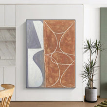 Load image into Gallery viewer, “Dual - Toned Geometric Flow” - Grey, Brown, White Abstract Art on Canvas DKH1138