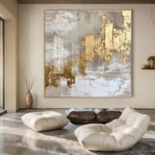 Load image into Gallery viewer, Gray & Gold Textured Abstract Canvas Painting, Perfect for Industrial - Chic Office & Modern Entryway LargeART1275