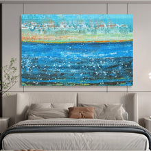 Load image into Gallery viewer, Hand - painted Large - sized Detailed Blue Sea with Bubbles Acrylic Art for Coastal - Themed Bedrooms LargeART1794