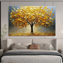 Load image into Gallery viewer, Hand - painted Substantial Golden Autumn Tree Acrylic Art for Cozy Family Rooms LargeART1767