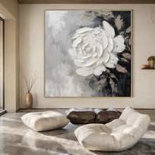 Load image into Gallery viewer, Textured White Rose Abstract Painting, Suited for Elegant Bedroom & Sophisticated Salon LargeART1466