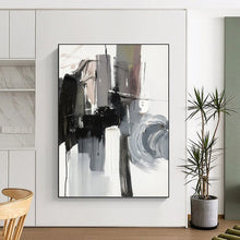 Load image into Gallery viewer, “Monochrome Abstract Gestures” - Black, White, Grey Abstract Art on Canvas DKH1271