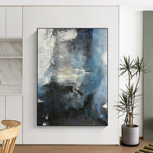 Load image into Gallery viewer, Abstract Painting, Monochromatic Blue - Gray Fusion - Suits Dining Room & Hallway LargeART2335