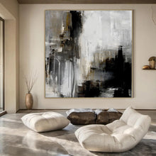 Load image into Gallery viewer, Dark Abstract Drip Art Abstract Canvas Painting, Suited for Industrial Loft & Dramatic Dining Room LargeART1130