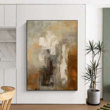 Load image into Gallery viewer, Gray and Brown Abstract Mosaic Acrylic Art - Ideal for Industrial - chic Bathroom & Minimalist Study LargeART0602