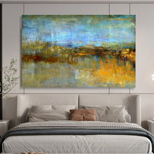 Load image into Gallery viewer, Blue - Toned Abstract Landscape Painting On Canvas DKH372