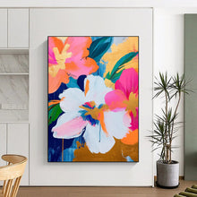 Load image into Gallery viewer, “Gilded Floral Pop” – Bold Flower Acrylic Painting with Gold Accents DTP284
